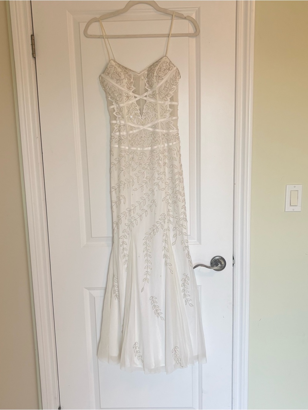 Vintage CACHE White Beaded Spaghetti-Strap Dress
